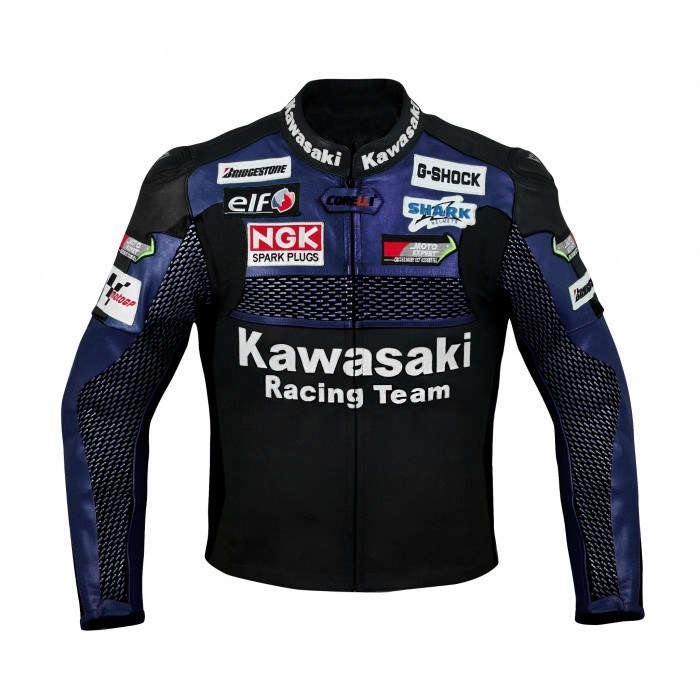 Kawasaki-Blue-Racing-Team-Motorcycle-Leather-Jacket-front.jpg Kawasaki Blue Racing Team Motorcycle Leather Jacket - Image 1