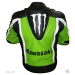 Kawasaki Motorcycle Green Leather Jacket - Image 2