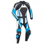 Light Blue & Black Motorcycle Racing Leather Suit