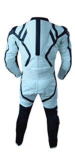 Light Blue and Black Motorcycle Racing Leather Suit - Image 3