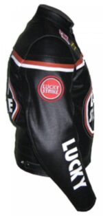 Lucky Strike Black Motorcycle Leather Jacket - Image 3