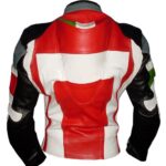 BIKER LEATHER BLACK RED WHITE BIKER LEATHER JACKET - Image 2