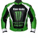 Men Green Monster Kawasaki Motorcycle Racing Leather Jacket
