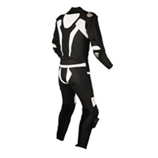 Men's Black and White Motorcycle Racing Leather Suit - Image 2
