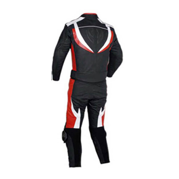 Motorcycle Black, Red and White Racing Leather Suit - Image 2