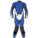 Motorcycle Blue and Black Racing Leather Suit