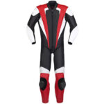 Motorcycle Red and Black Racing Leather Suit
