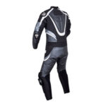 Motorcycle Silver and Black Racing Leather Suit - Image 2