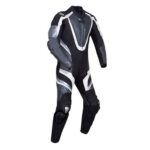 Motorcycle Silver and Black Racing Leather Suit