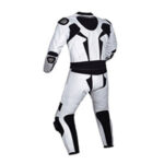 Motorcycle White and Black Sports Racing Leather Suit - Image 2