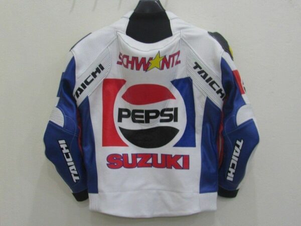 Pepsi Suzuki Motorcycle Racing Leather Jacket - Image 2