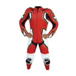 Red Motorcycle Racing Leather Suit