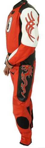 Red Motorcycle Racing Sports Leather Suit - Image 3