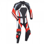 Red and Black Motorcycle Racing Leather Suit