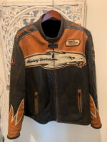 Screamin Eagle Orange Harley Davidson Leather Jacket