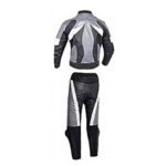 Silver and Black Motorcycle Racing Leather Suit - Image 2