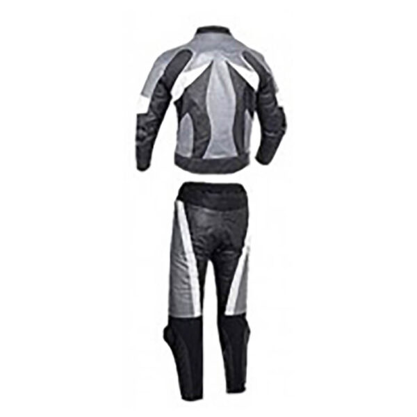 Silver and Black Motorcycle Racing Leather Suit - Image 2