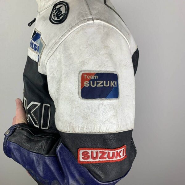 Suzuki Black Blue White Motorcycle Racing Jacket - Image 3