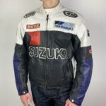 Suzuki Black Blue White Motorcycle Racing Jacket