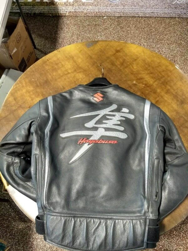 Suzuki Black Hayabusa Motorcycle Leather Jacket - Image 2