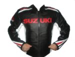 Suzuki Black White Motorcycle Leather Jacket