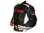 Suzuki Black White Motorcycle Leather Jacket - Image 3