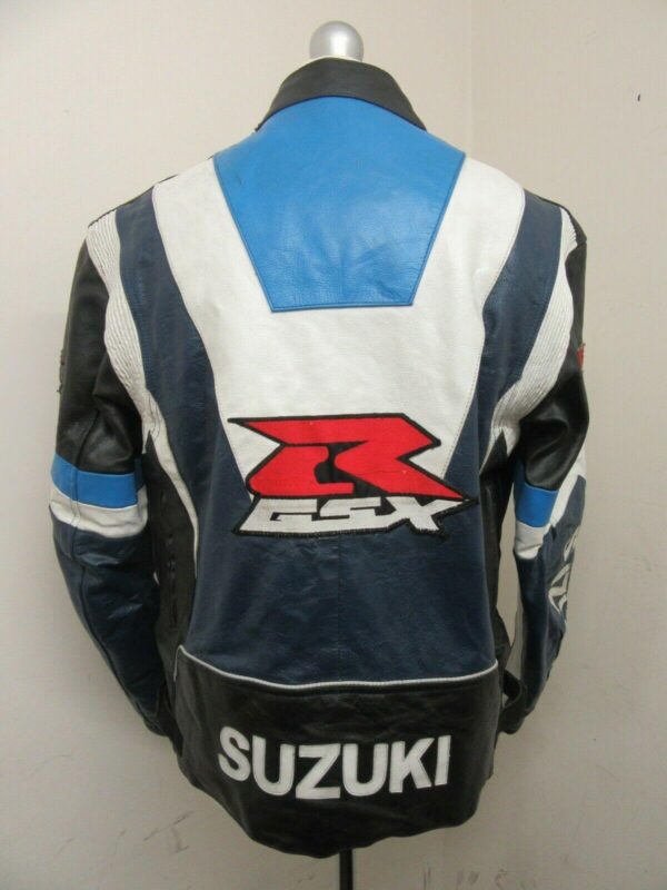 Suzuki Blue Motorcycle Racing Leather Jacket - Image 2