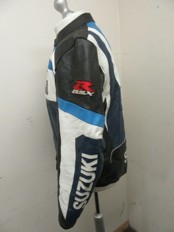 Suzuki Blue Motorcycle Racing Leather Jacket - Image 3
