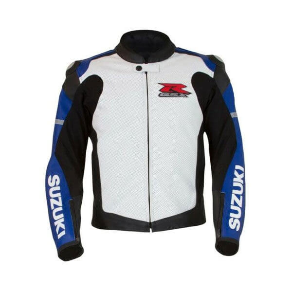 Suzuki-Blue-and-White-GSX-R-Motorcycle-Leather-Jacket-3.jpg Suzuki Blue and White GSX-R Motorcycle Leather Jacket - Image 1