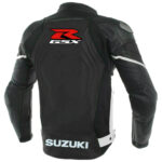 Suzuki GSXR Black Motorcycle Leather Jacket - Image 2