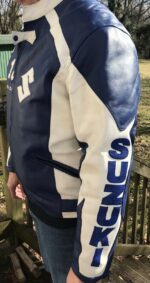 Suzuki GSXR Dunlap 18 Motorcycle Leather Jacket - Image 3