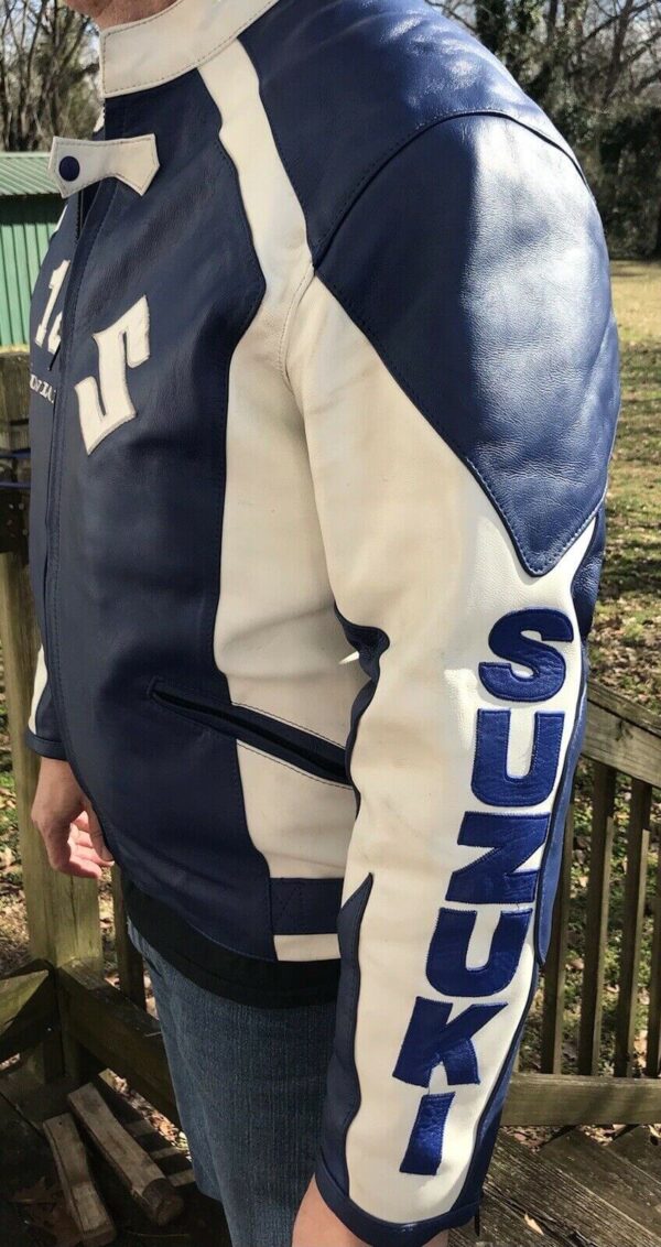 Suzuki GSXR Dunlap 18 Motorcycle Leather Jacket - Image 3