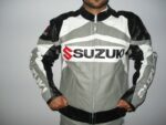 Suzuki GSXR Grey Motorcycle Leather Jacket