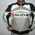 Suzuki GSXR Grey Motorcycle Leather Jacket
