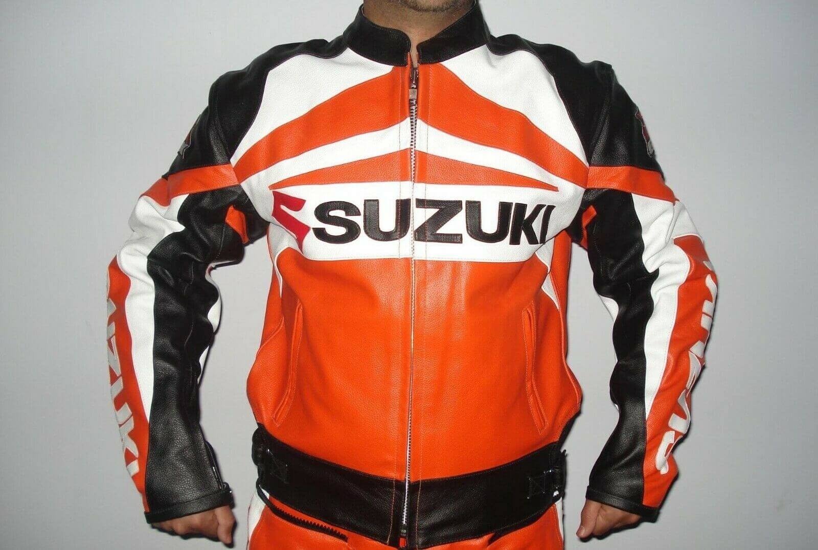 Suzuki-GSXR-Orange-Motorcycle-Racing-Leather-Jacket-3.jpg Suzuki GSXR Orange Motorcycle Racing Leather Jacket - Image 1