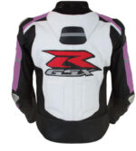 Suzuki GSXR Purple and White Motorcycle Jacket - Image 2