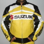 Suzuki GSXR Yellow Motorcycle Leather Jacket