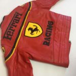 Vintage Ferrari Red And Black Biker Leather Jacket - Image 2