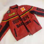 Vintage Ferrari Red And Black Biker Leather Jacket