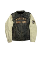 Vintage Harley Davidson Black Cream Leather Jacket