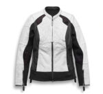 White Black Harley Davidson Motorcycle Leather Jacket - Image 2