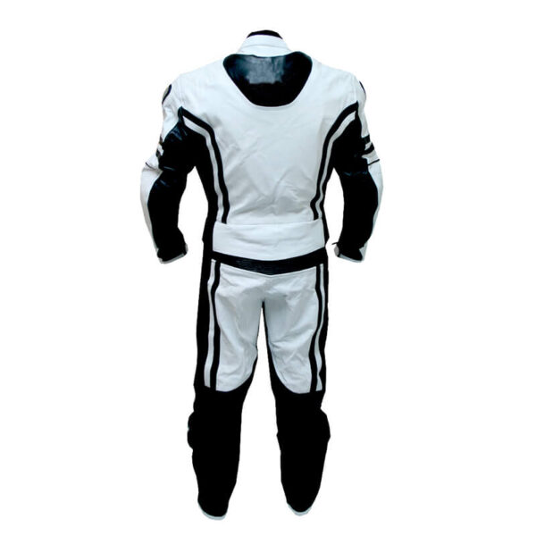 White & Black Plimmerton Motorcycle Leather Racing Suit - Image 2
