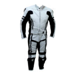 White & Black Plimmerton Motorcycle Leather Racing Suit