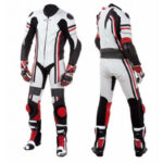 White Black Red Motorcycle Racing Leather Suit