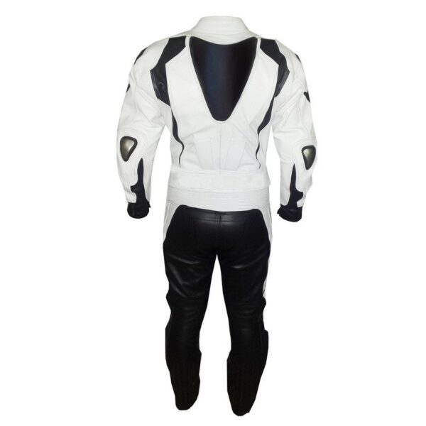 White And Black Motorcycle Leather Suit - Image 2