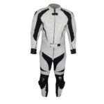 White And Black Motorcycle Leather Suit