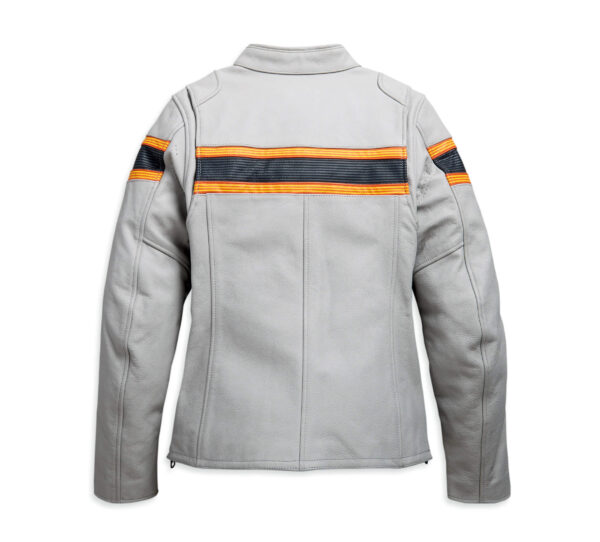 White Harley Davidson Motorcycle Leather Jacket - Image 2