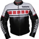 Yamaha Black White Red Motorcycle Leather Jacket