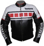 Yamaha Black White Red Motorcycle Leather Jacket