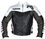Yamaha R6 Black and White Motorcycle Leather Jacket